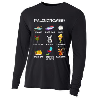 Funny Palindromes Set For Palindromists Word Play Games Pun Cooling Performance Long Sleeve Crew