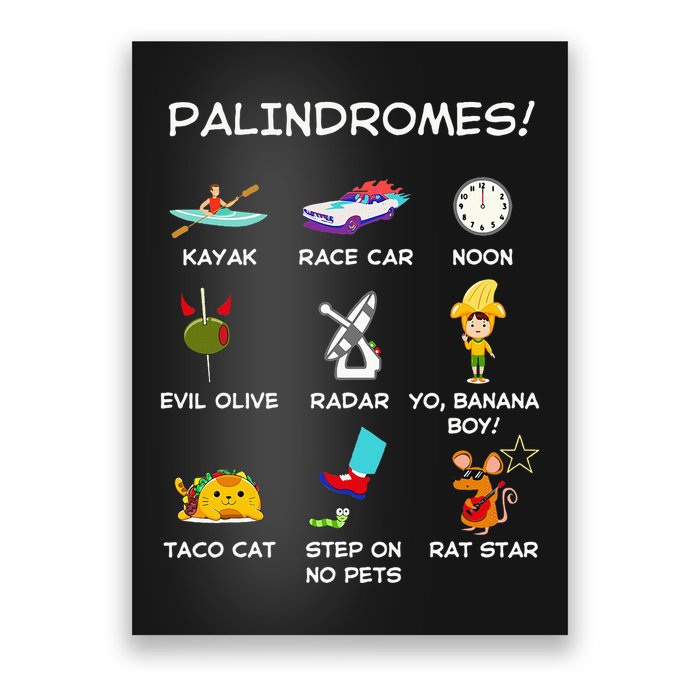 Funny Palindromes Set For Palindromists Word Play Games Pun Poster
