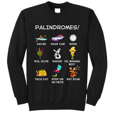Funny Palindromes Set For Palindromists Word Play Games Pun Tall Sweatshirt