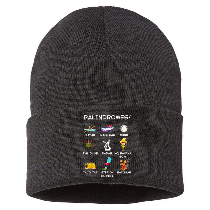 Funny Palindromes Set For Palindromists Word Play Games Pun Sustainable Knit Beanie