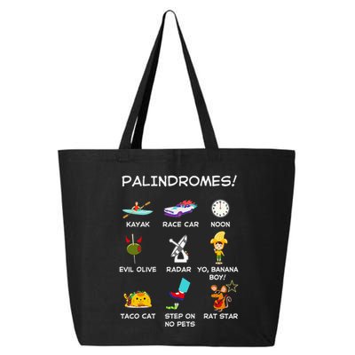 Funny Palindromes Set For Palindromists Word Play Games Pun 25L Jumbo Tote