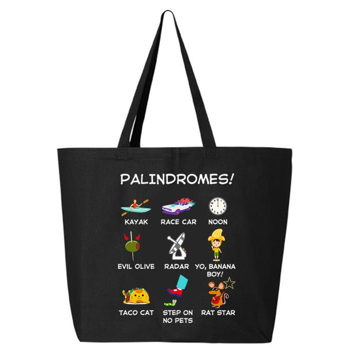 Funny Palindromes Set For Palindromists Word Play Games Pun 25L Jumbo Tote