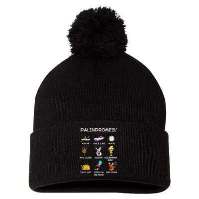 Funny Palindromes Set For Palindromists Word Play Games Pun Pom Pom 12in Knit Beanie