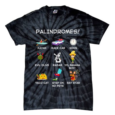 Funny Palindromes Set For Palindromists Word Play Games Pun Tie-Dye T-Shirt
