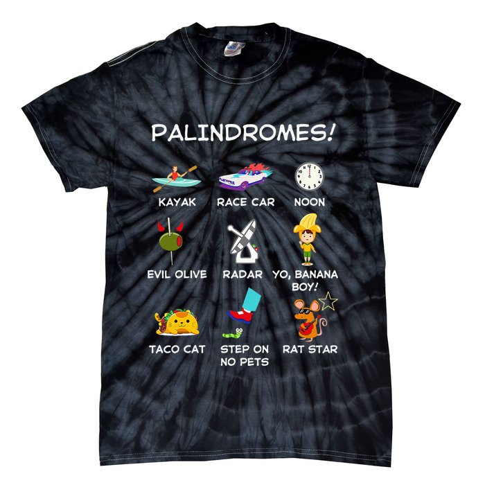 Funny Palindromes Set For Palindromists Word Play Games Pun Tie-Dye T-Shirt