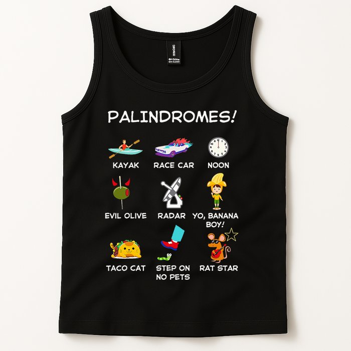 Funny Palindromes Set For Palindromists Word Play Games Pun Tank Top