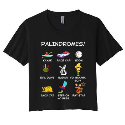 Funny Palindromes Set For Palindromists Word Play Games Pun Crop Top