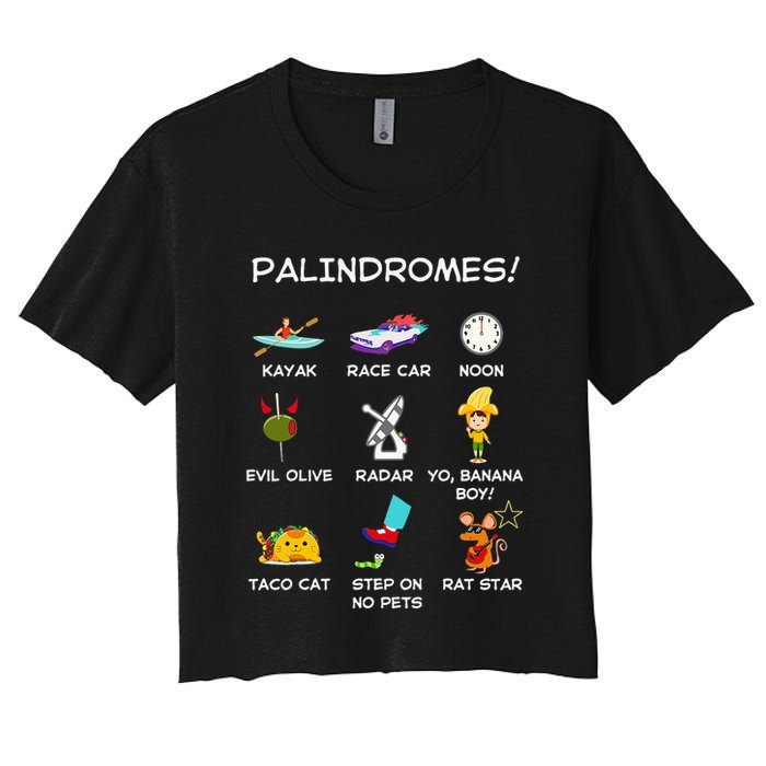 Funny Palindromes Set For Palindromists Word Play Games Pun Crop Top