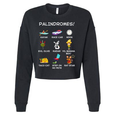 Funny Palindromes Set For Palindromists Word Play Games Pun Cropped Pullover Crew