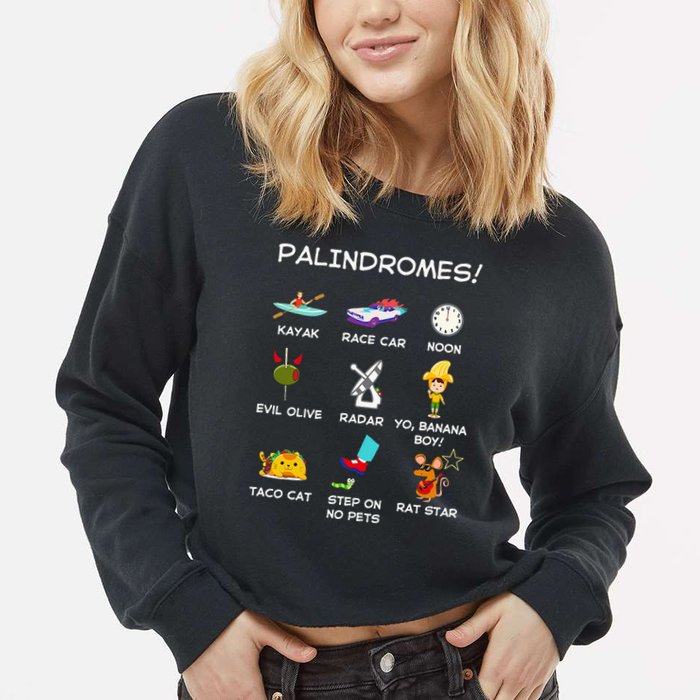 Funny Palindromes Set For Palindromists Word Play Games Pun Cropped Pullover Crew