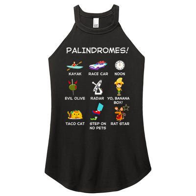Funny Palindromes Set For Palindromists Word Play Games Pun Women's Perfect Tri Rocker Tank