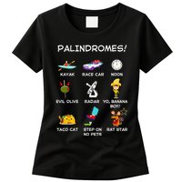 Funny Palindromes Set For Palindromists Word Play Games Pun Womens T-Shirt