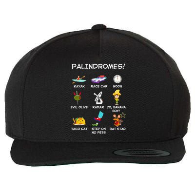 Funny Palindromes Set For Palindromists Word Play Games Pun Wool Snapback Cap