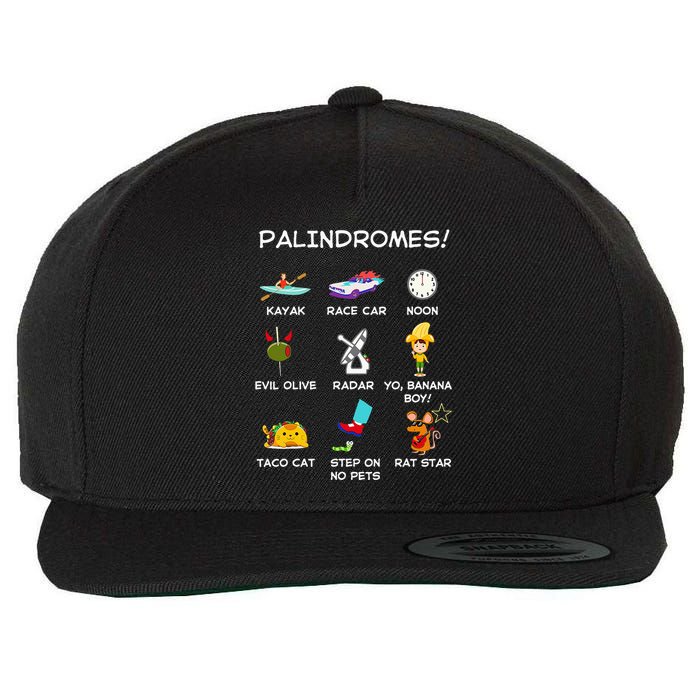 Funny Palindromes Set For Palindromists Word Play Games Pun Wool Snapback Cap