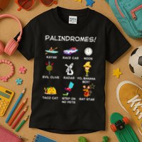Funny Palindromes Set For Palindromists Word Play Games Pun Kids T-Shirt