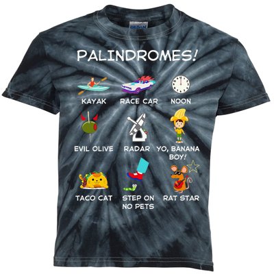 Funny Palindromes Set For Palindromists Word Play Games Pun Kids Tie-Dye T-Shirt