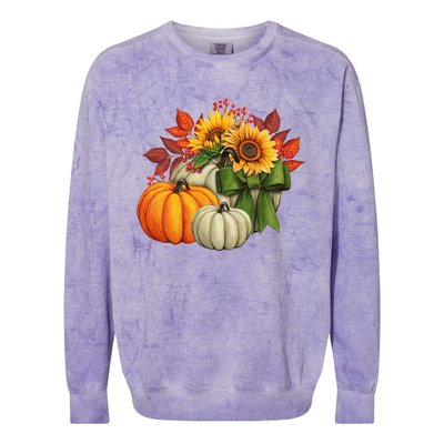 Fall Pumpkin Sunflower Cute Colorblast Crewneck Sweatshirt