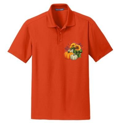 Fall Pumpkin Sunflower Cute Dry Zone Grid Polo