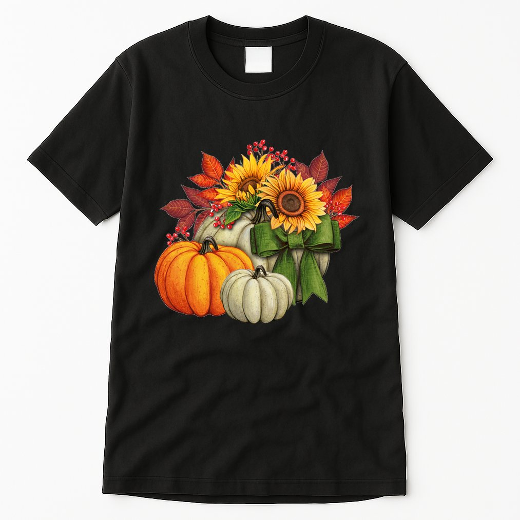 Fall Pumpkin Sunflower Cute Tall T-Shirt
