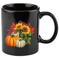 Fall Pumpkin Sunflower Cute 11oz C Handle Ceramic Mug