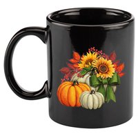 Fall Pumpkin Sunflower Cute 11oz C Handle Ceramic Mug