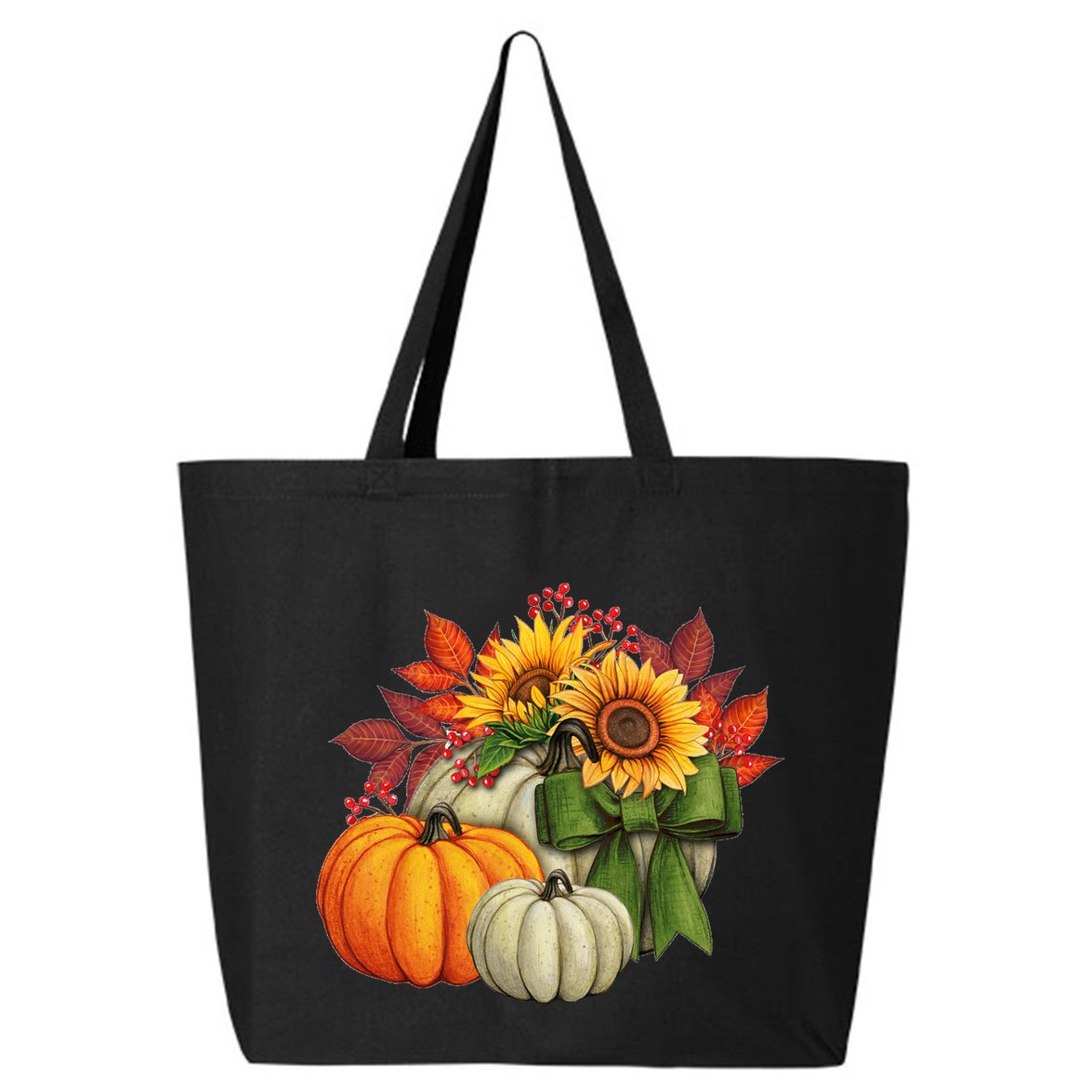 Fall Pumpkin Sunflower Cute 25L Jumbo Tote
