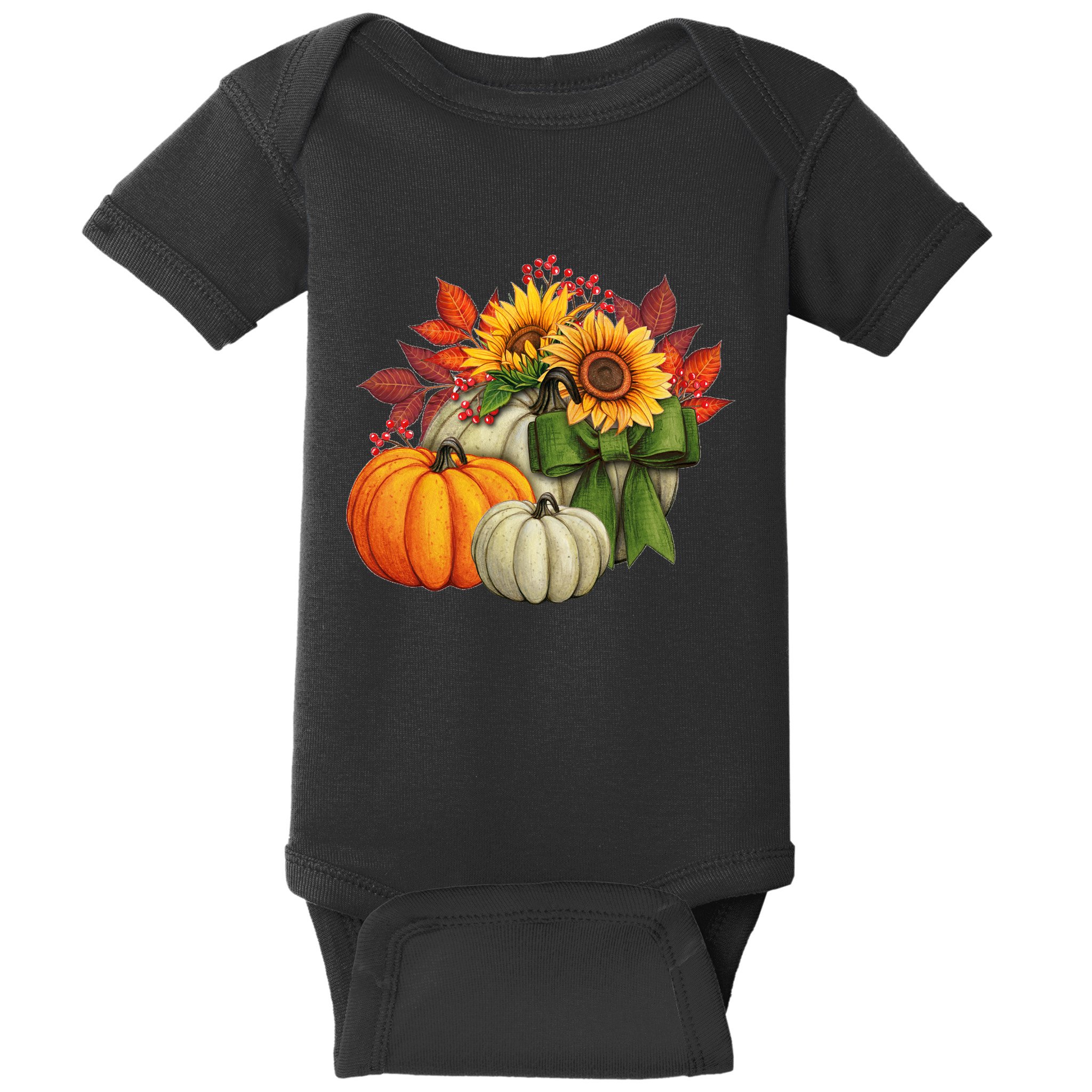 Fall Pumpkin Sunflower Cute Baby Bodysuit