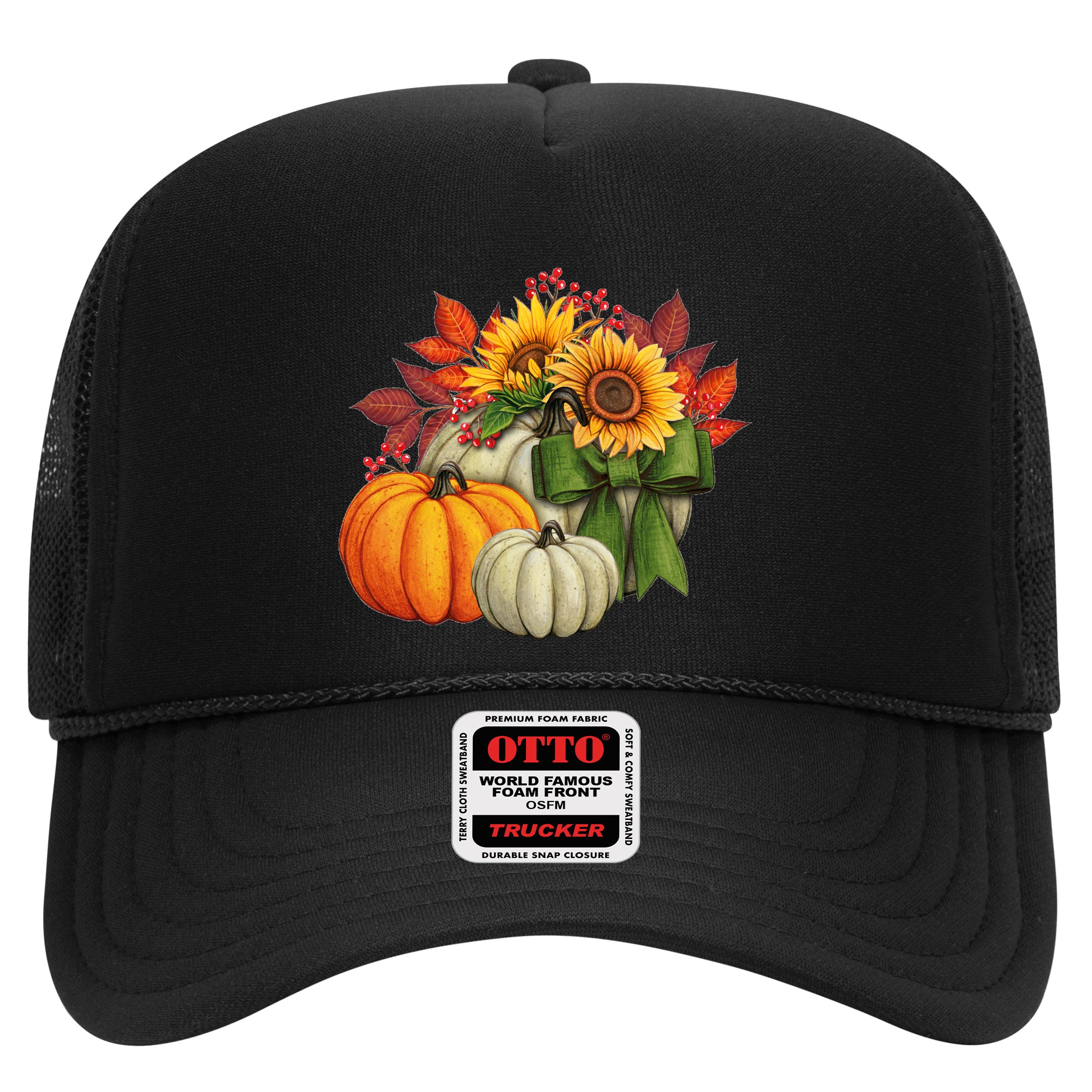 Fall Pumpkin Sunflower Cute Trucker Hat