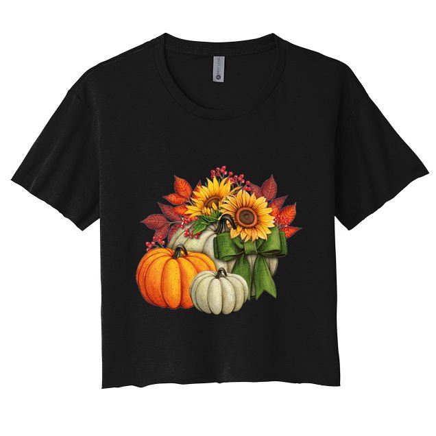 Fall Pumpkin Sunflower Cute Crop Top