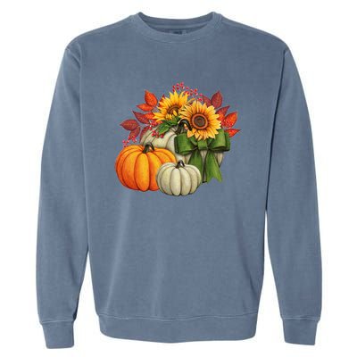 Fall Pumpkin Sunflower Cute Garment-Dyed Sweatshirt