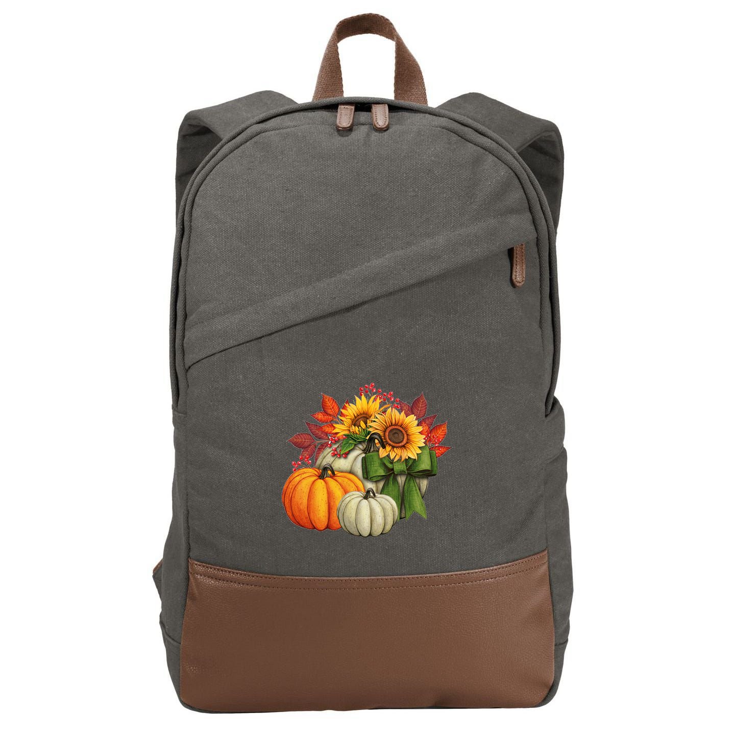 Fall Pumpkin Sunflower Cute Cotton Canvas Backpack