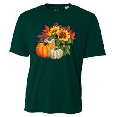 Fall Pumpkin Sunflower Cute Cooling Performance Crew T-Shirt