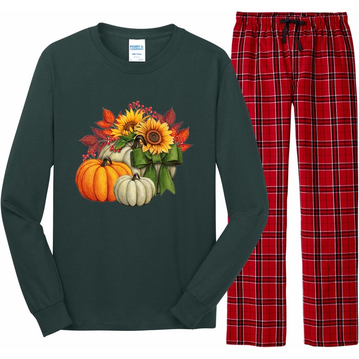 Fall Pumpkin Sunflower Cute Long Sleeve Pajama Set