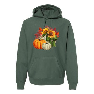 Fall Pumpkin Sunflower Cute Premium Hoodie