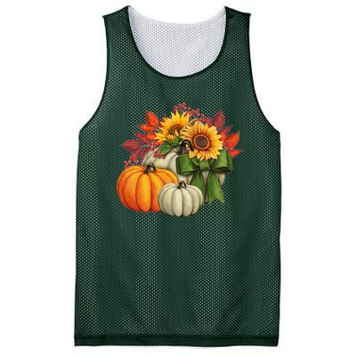 Fall Pumpkin Sunflower Cute Mesh Reversible Basketball Jersey Tank