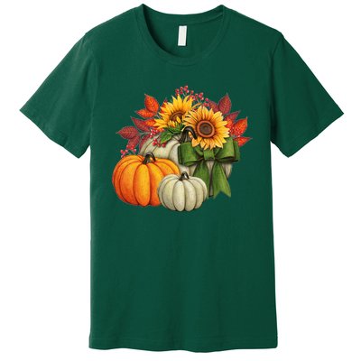 Fall Pumpkin Sunflower Cute Premium T-Shirt