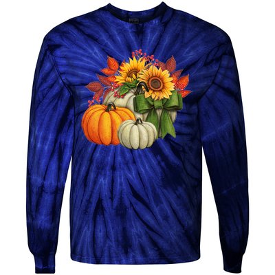 Fall Pumpkin Sunflower Cute Tie-Dye Long Sleeve Shirt