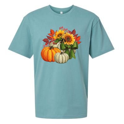 Fall Pumpkin Sunflower Cute Sueded Cloud Jersey T-Shirt