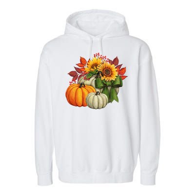 Fall Pumpkin Sunflower Cute Garment-Dyed Fleece Hoodie