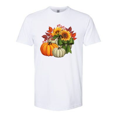 Fall Pumpkin Sunflower Cute Softstyle CVC T-Shirt