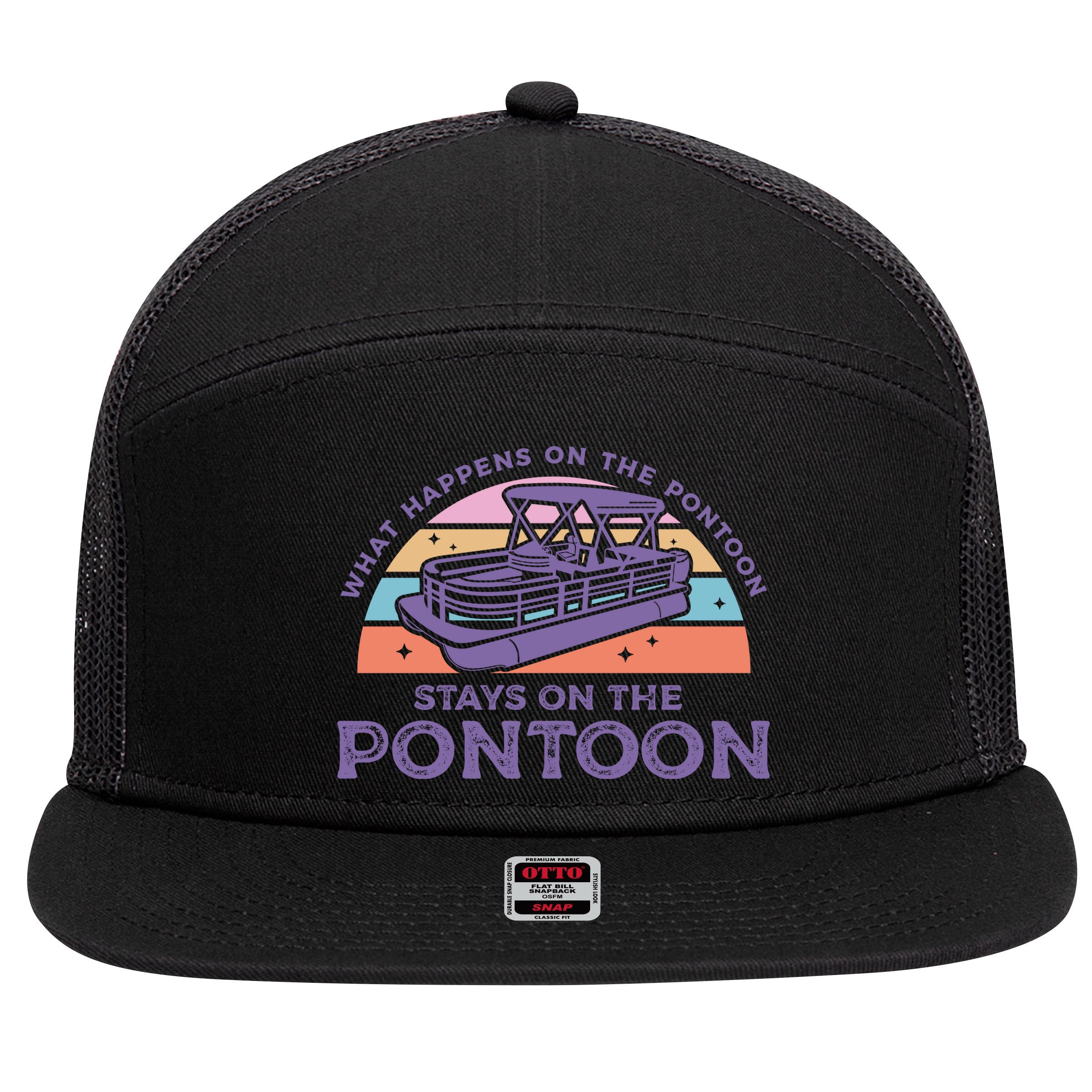 Funny Pontoon Saying Gift Pontooning 7 Panel Mesh Trucker Snapback Hat