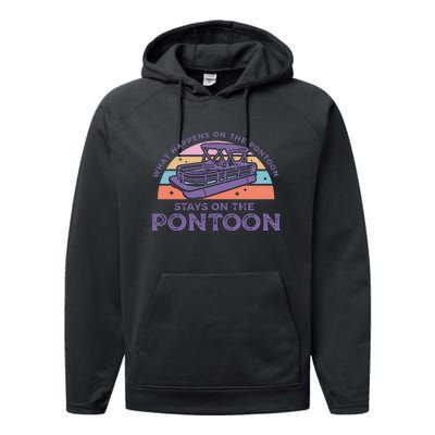 Funny Pontoon Saying Gift Pontooning Performance Fleece Hoodie