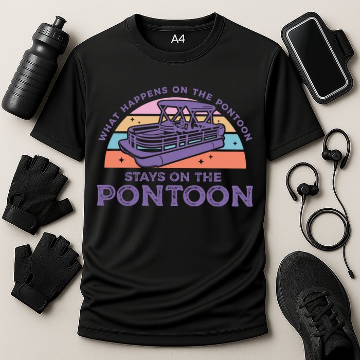 Funny Pontoon Saying Gift Pontooning Cooling Performance Crew T-Shirt