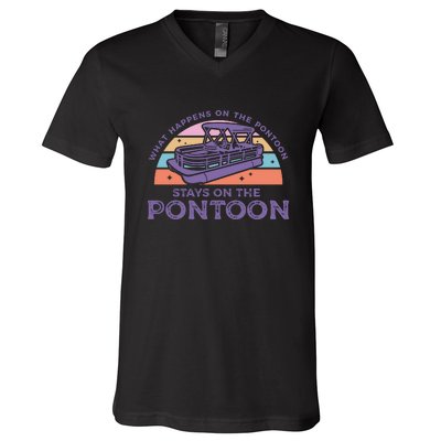 Funny Pontoon Saying Gift Pontooning V-Neck T-Shirt