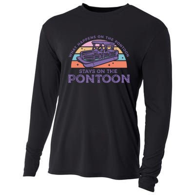 Funny Pontoon Saying Gift Pontooning Cooling Performance Long Sleeve Crew