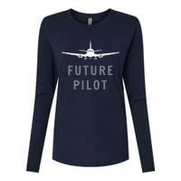 Future Pilot Shirts Airplane Pilot Aviation Gift Womens Cotton Relaxed Long Sleeve T-Shirt