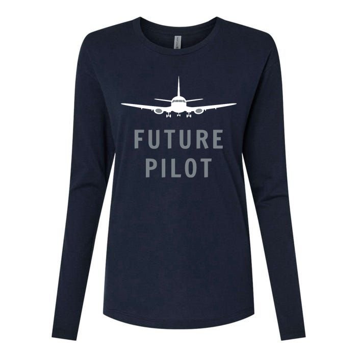 Future Pilot Shirts Airplane Pilot Aviation Gift Womens Cotton Relaxed Long Sleeve T-Shirt