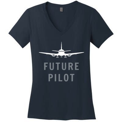 Future Pilot Shirts Airplane Pilot Aviation Gift Women's V-Neck T-Shirt