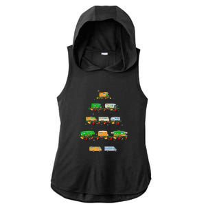 Family Pj Sets Christmas Matching Camping Truck Xmas Tree Ladies PosiCharge Tri-Blend Wicking Draft Hoodie Tank