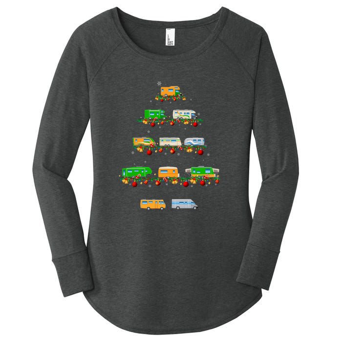 Family Pj Sets Christmas Matching Camping Truck Xmas Tree Women's Perfect Tri Tunic Long Sleeve Shirt